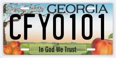 GA license plate CFY0101