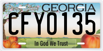 GA license plate CFY0135