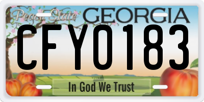 GA license plate CFY0183