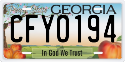 GA license plate CFY0194