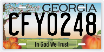 GA license plate CFY0248