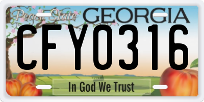 GA license plate CFY0316