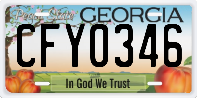 GA license plate CFY0346