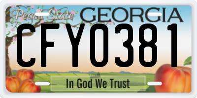GA license plate CFY0381
