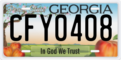 GA license plate CFY0408