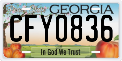 GA license plate CFY0836
