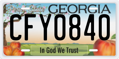 GA license plate CFY0840