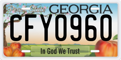 GA license plate CFY0960