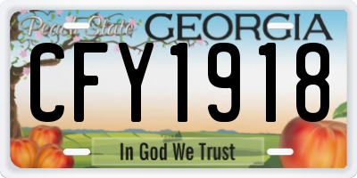 GA license plate CFY1918