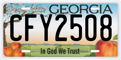 GA license plate CFY2508