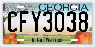 GA license plate CFY3038