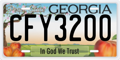 GA license plate CFY3200