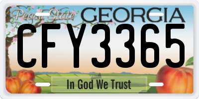 GA license plate CFY3365