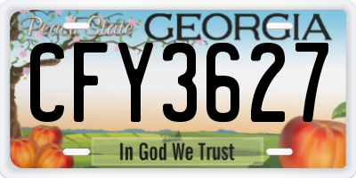 GA license plate CFY3627