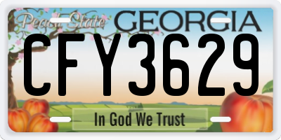 GA license plate CFY3629