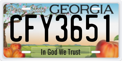GA license plate CFY3651