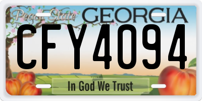 GA license plate CFY4094
