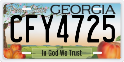 GA license plate CFY4725