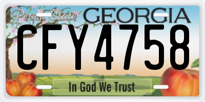 GA license plate CFY4758