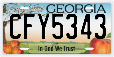GA license plate CFY5343