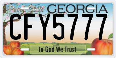 GA license plate CFY5777