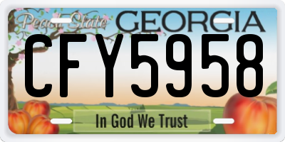 GA license plate CFY5958
