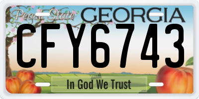 GA license plate CFY6743