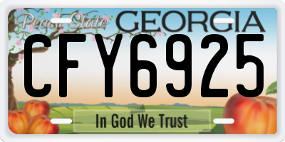 GA license plate CFY6925