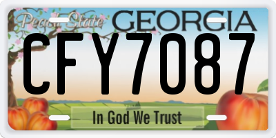 GA license plate CFY7087