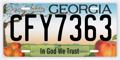 GA license plate CFY7363