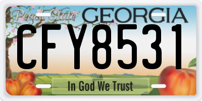 GA license plate CFY8531