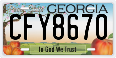 GA license plate CFY8670