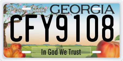 GA license plate CFY9108