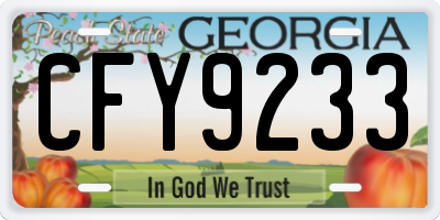 GA license plate CFY9233