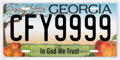 GA license plate CFY9999
