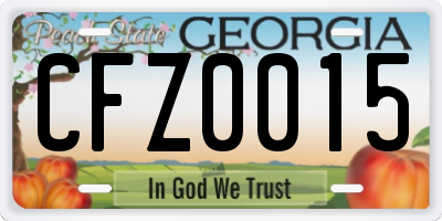 GA license plate CFZ0015