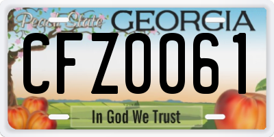GA license plate CFZ0061