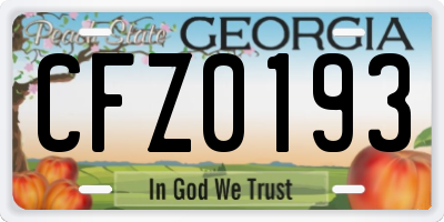 GA license plate CFZ0193