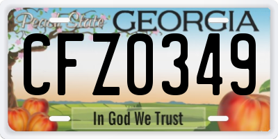 GA license plate CFZ0349