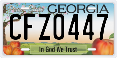 GA license plate CFZ0447