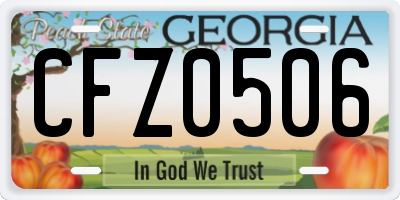 GA license plate CFZ0506