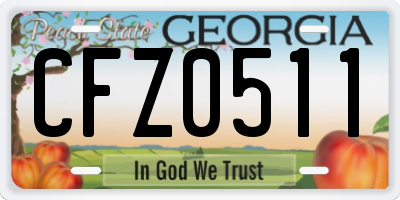 GA license plate CFZ0511