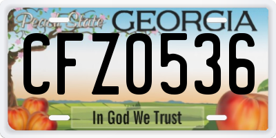GA license plate CFZ0536