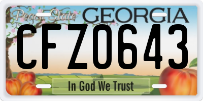 GA license plate CFZ0643