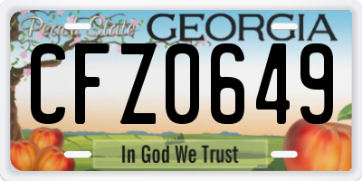 GA license plate CFZ0649