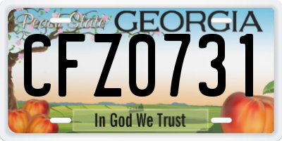 GA license plate CFZ0731