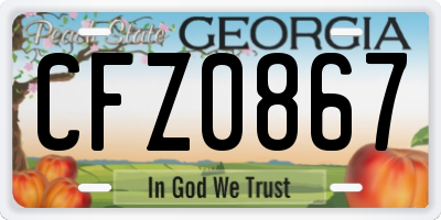 GA license plate CFZ0867
