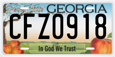 GA license plate CFZ0918