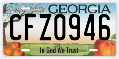 GA license plate CFZ0946
