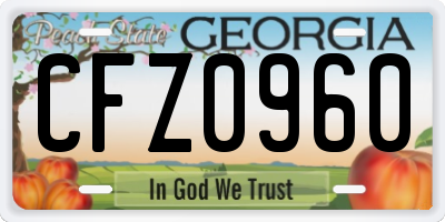GA license plate CFZ0960